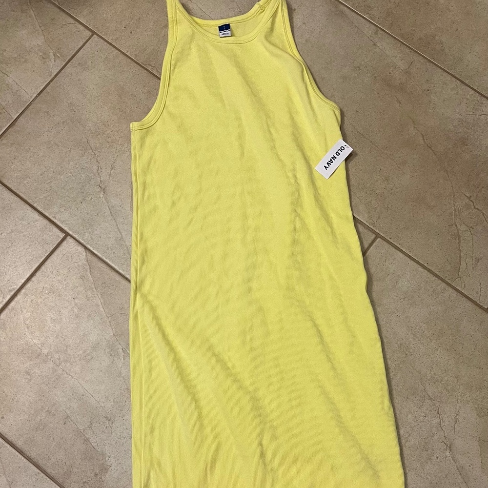 Old Navy yellow ribbed tank dress